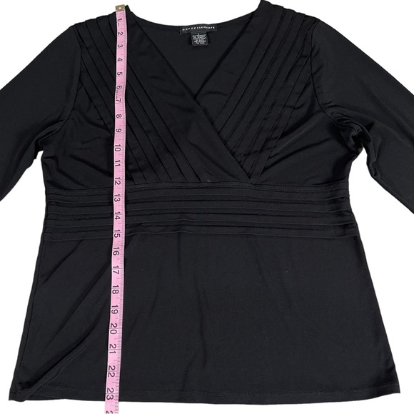 4/$32 Grace Elements size large silky black 3/4 sleeve stretchy vneck shirt EUC - Picture 6 of 7